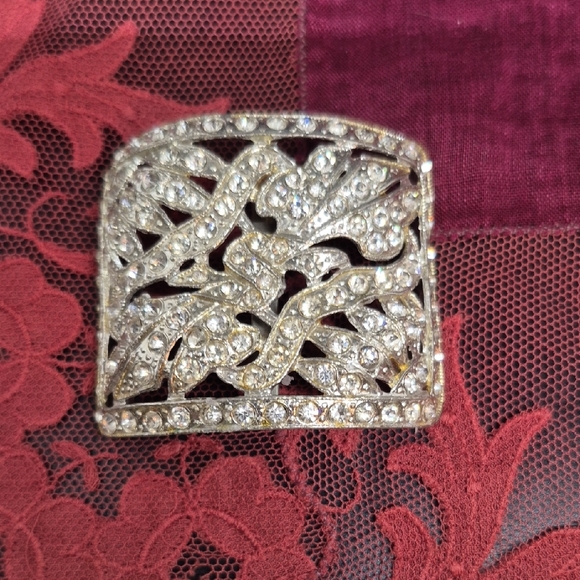 French Elegant Silver-Tone Rhinestone Shoe or Buckle/Clips - Picture 3 of 6